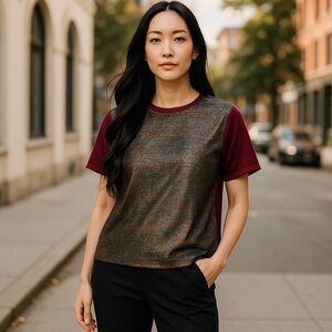 YAL NY red multicolor shimmer dress top m